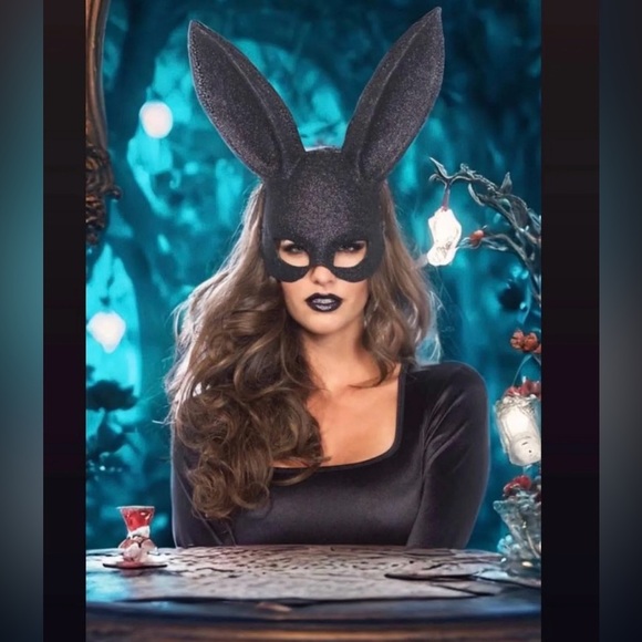Women’s Glitter Masquerade Rabbit Mask - Picture 3 of 7